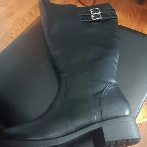 Black Leather Knee-High Boots